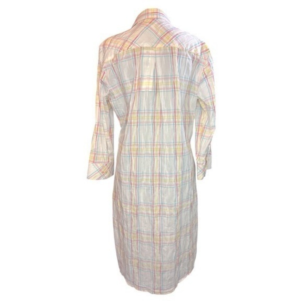 Foxcroft Plaid Shirt Dress 3/4 Sleeve Pocket Collared Size 12 - Picture 2 of 10
